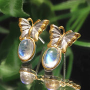 ピアス　レインボームーンストーン　蝶々　マダガスカル産　silver925