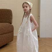 子ども服 2025 新作 女の子用 ストラップ ワンピース 中大児用 雰囲気のある ストラップドレス