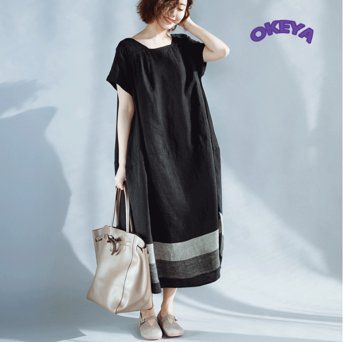 2025年夏新作 レディース服 ワンピース ロングワンピース 半袖 綿麻 ゆったり カジュアル S#-5XL#