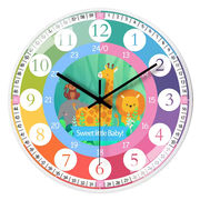 知育掛け時計 子供用 壁掛け時計 虹色 レインボー ーVer4ー アニマル 30cm