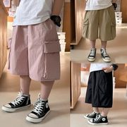 2025春夏子供服 シンプル ショートパンツ 韓国風 ボトムス パンツ 男女兼用 3色展開[90~150cm]