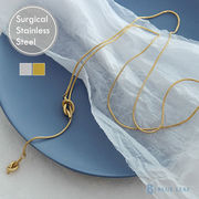 ステンレス ネックレス 結び目 スネークチェーン Y ロング 65cm k18コーティング【国内即納】