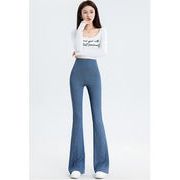 TSHEKハイウエスト シェイプアップ ヒップアップ フレアデニム ロングヨガパンツ