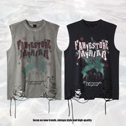 メンズ ダメージ加工 タンクトップ 男女兼用 ノースリーブ トップス 春夏 2025新作★全3色