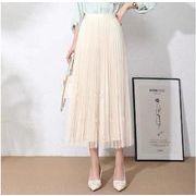 チュールスカート　ロングスカート　プリーツスカート　リボン　オシャレ