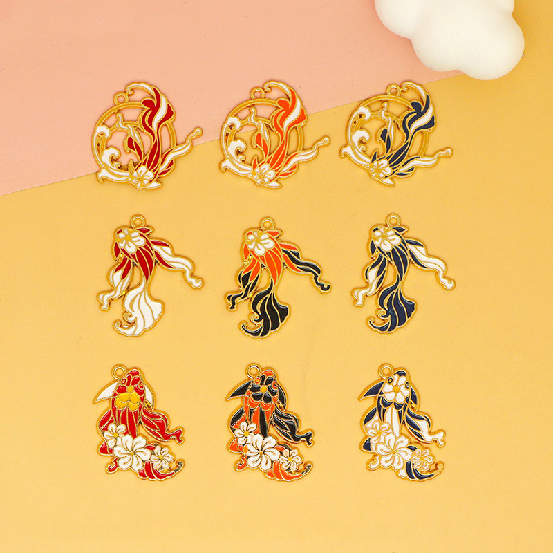手作り デコパーツ 鯉 イヤリング金具 手芸材料 花 フラワー アクセサリーパーツ 透かしチャーム 通し穴付