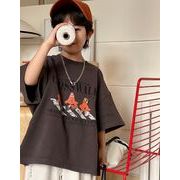 2025★春夏新作★韓国風子供服★トップス★ レトロアニメTシャツ★ 2色★ 100cm-160cm