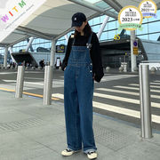 サロペットパンツ オーバーオール デニムサロペット オールインワン レディース ワイドパン