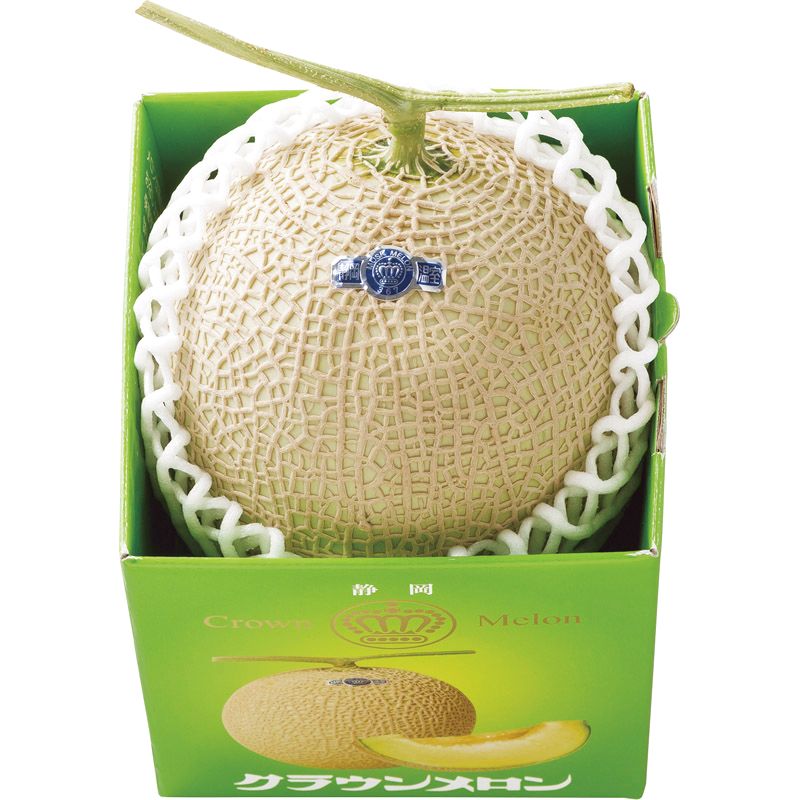 静岡 クラウン印 温室マスクメロン 1玉（1.3kg） 2567103【直送品】 送料無料（※出荷は6月上旬～）