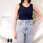 □　定番商品　□リブｘチュール　トリミング　タンクトップ(32592)