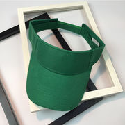 無地 コットン サンバイザー 大人用 男女兼用 日よけ帽子 グリーン