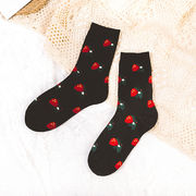 いちご靴下 レディースソックス   いちご柄靴下 いちごの雑貨  いちごソックス 学生靴下秋冬の厚手の靴下
