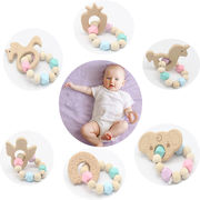 全7色 赤ちゃん用ブレスレット木製 動物柄 ベビー教育用品   幼児  教育玩具 ガラガラ ラトル おもちゃ