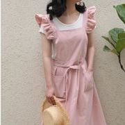 新作 無地シンプルエプロン ウォッシュ加工 ワイドストラップ キッチン・花屋・家庭用 前掛け