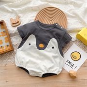 YY☆ベビー用綿100%半袖オープンクロスつなぎ服男女夏ハイハイ服ロンパース