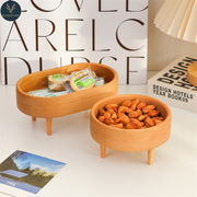 見逃し禁止 人気沸騰 無塗装高脚木トレー 楕円形3脚/4脚 ナチュラル食器 お菓子皿・ナッツ収納