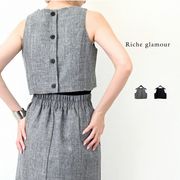 □　期間限定特価　□リネンタッチ　クロップド　ベスト(32614)