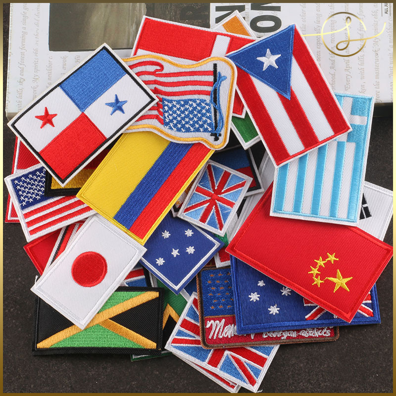 【32種】国旗 はた 運動会 刺繍ワッペン アイロンワッペン アップリケ アイロン接着