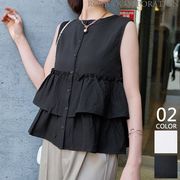 【2025新作商品♪】フリルペプラムノースリーブブラウス