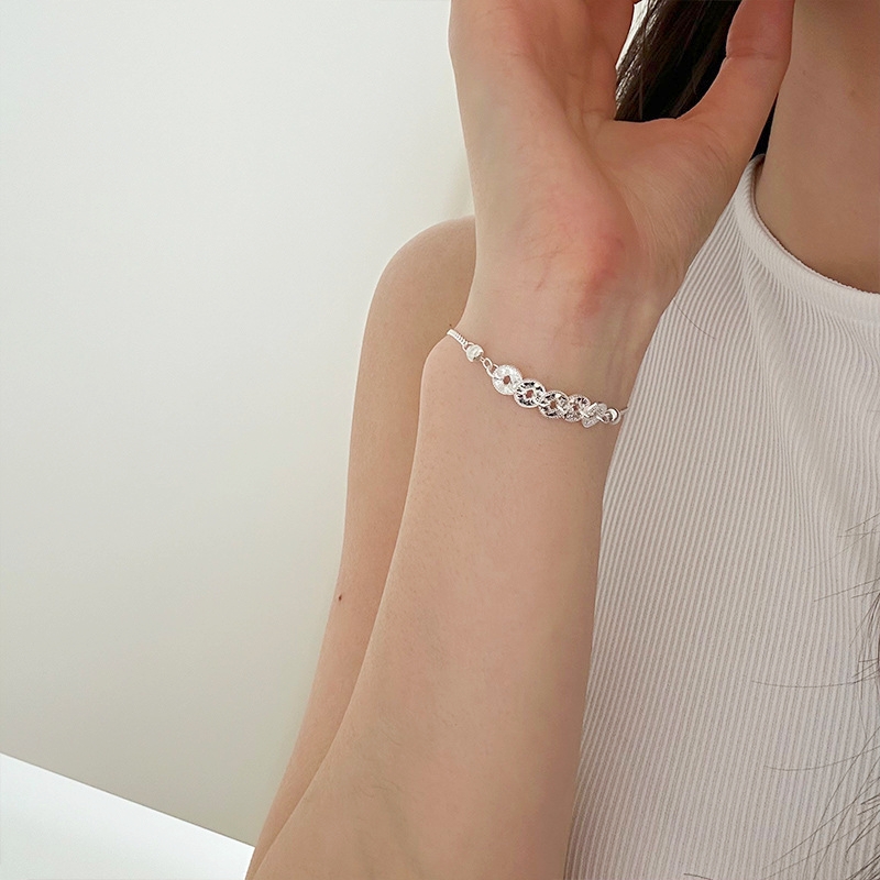銀銭ブレスレット 小銭 リンク S925 シルバーアクセサリー アレルギー対応 おしゃれ 大人かわいい 上品