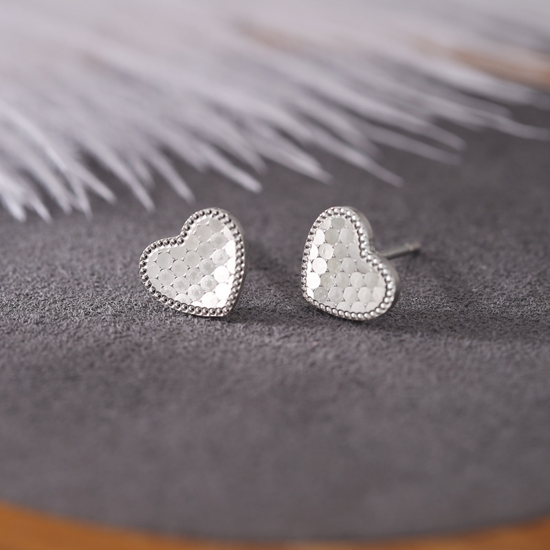ハートピアス うろこ風 S925 シルバーアクセサリー アレルギー対応 大人かわいい おしゃれ 上品