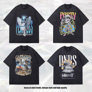 メンズ ビンテージ風 半袖Tシャツ 男女兼用 ストリート系 トップス 春夏 2025新作★全4タイプまとめ