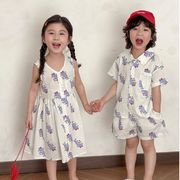 2025夏新作 韓国風子供服 キッズ服 半袖 トップス+ズボン 男女兼用 カジュアル 80-150cm 2点セット