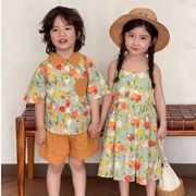 2025夏新作 韓国風子供服 キッズ服 半袖 トップス+ズボン 男女兼用 カジュアル 80-150cm 2点セット