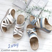 【2025年春夏新作】サンダル 2way バックベルト ウエッジ コンフォート 軽い 屈曲 お洒落