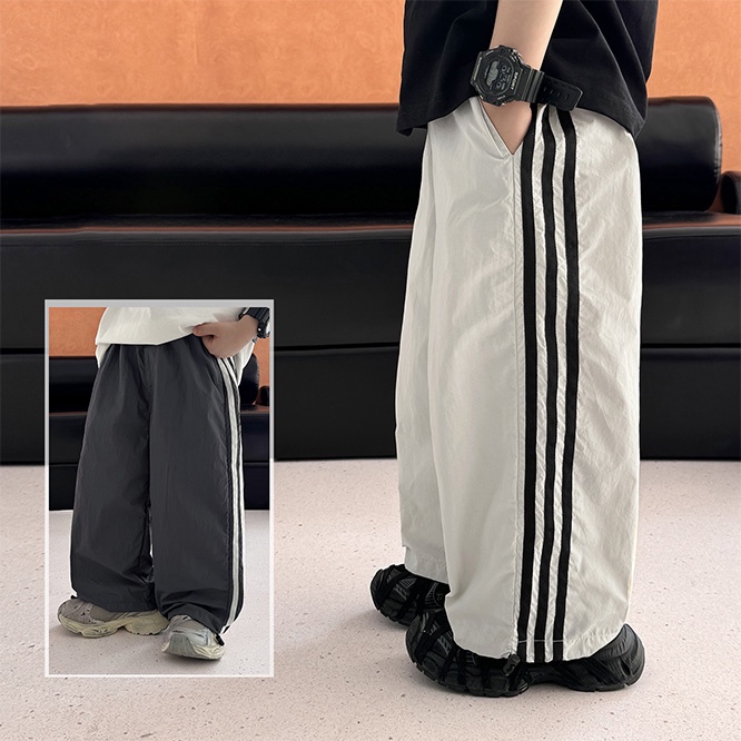 2025春夏 男の子用 ストライプ入り ベビーパンツ 薄手 ワーク風 蚊よけパンツ