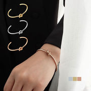 バングル ブレスレット 結び目 ステンレス ブレス k18コーティング ニッケルフリー【国内即納】