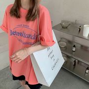 ミディアム丈 ゆったり 外貿 レディーストップス 英字プリント 学生 カップル向け