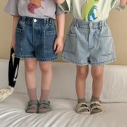 2025春夏子供服 カジュアル系 デニムパンツ 韓国風 ジーンズ ショートパンツ 男女兼用 キッズ服 [80~150cm]