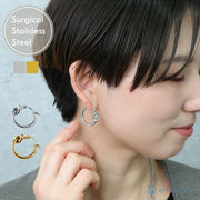 スナップピアス ワンタッチピアス 結び目 フープピアス k18コーティング  ニッケルフリー【国内即納】