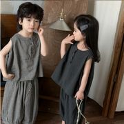 2025夏新作 韓国風子供服 キッズ服 半袖 トップス+ズボン 男女兼用 カジュアル 80-140cm 2点セット