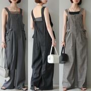 ANJIL☆高級感ストライプサロペット レディースオールインワン ワイドパンツタイプ