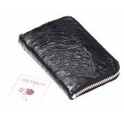 RED　CROW　本オーストリッチ　駝鳥革　日本製　男女兼用　コインコンパクトウォレット　OFMW-1　黒
