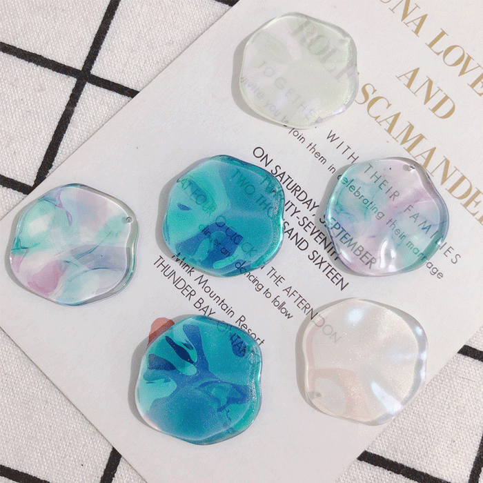 アクリル パーツ 変形 アクセサリーパーツ 波 プレート マリン