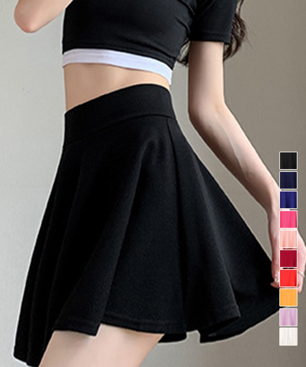 【日本倉庫即納】 韓国風サーキュラースカート ウエストゴム