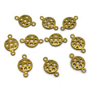【在庫限り】 メタル合金パーツ 約11x7x1.6mm （丸カン内径0.7mm） ゴールドカラー 《10個》 金具