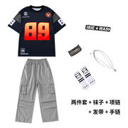 ボーイズ ヒップホップ  Tシャツ グレーパンツ  ヘアーバンドetc  オールセット 衣装