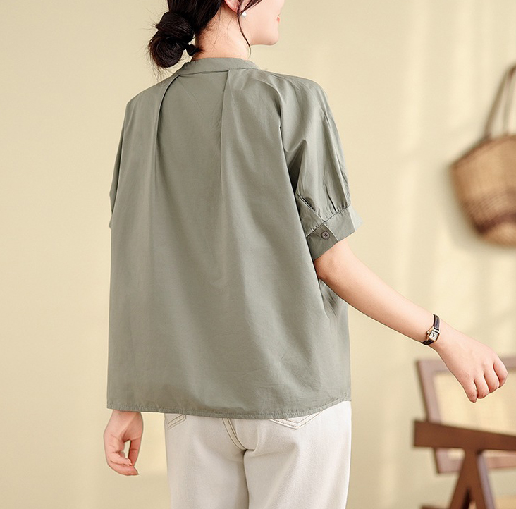 白ブラウス レディース体型カバーシャツ ゆったり着痩せボタンブラウス