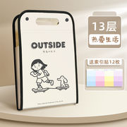 文房具 手提げ書類入れ A4サイズ 学生 児童 かわいい 透明多層収納ファイル