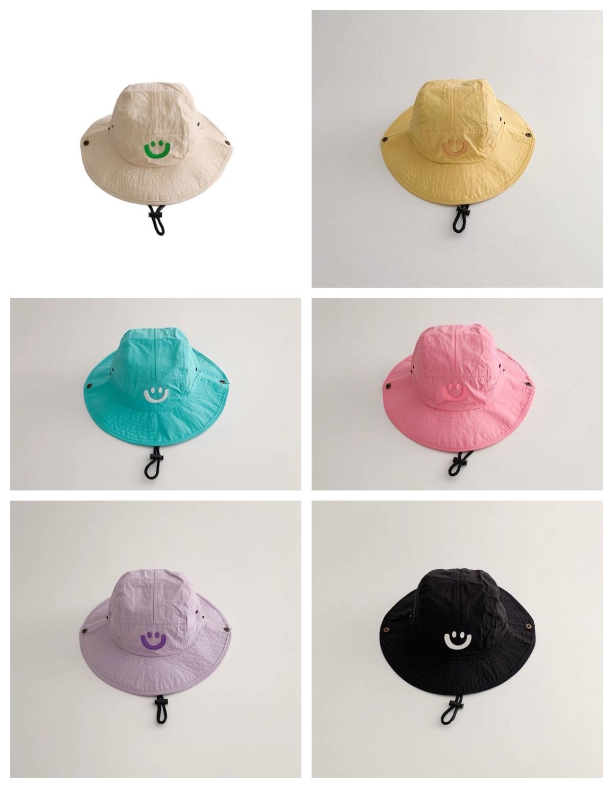 韓国風ドーパミンスマイル子供用帽子 夏速乾大つば日よけキャップ 男女兼用 キッズ帽  6色