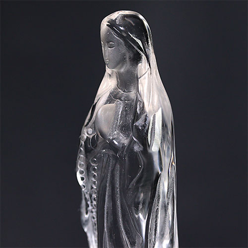超透明 天然水晶マリア像 マリア様 聖母マリア 彫刻 置物 台付き