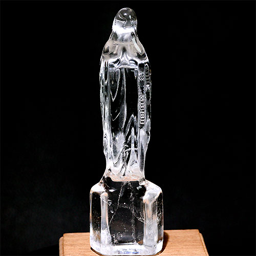 超透明 天然水晶マリア像 マリア様 聖母マリア 彫刻 置物 台付き