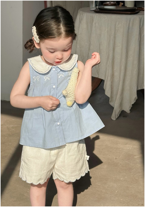 2025夏新作 韓国子供服 子供服 ベビー服 キッズ服 夏服 袖無チョッキ着 +スカート 2点セット80-130cm