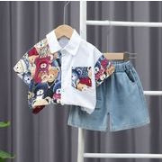 【2点セット】2025春夏新作★韓国風子供服★ベビー服 ★キッズ服★アパレル★半袖  シャツ+ショットパンツ