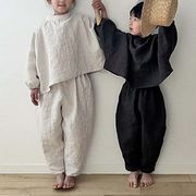 2025秋新規※ コットンリネンTシャツ＋にんじんパンツ 森系スタイルセットアップ
