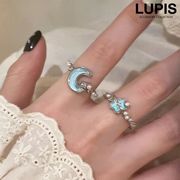 リング レディース スター ムーン プラネット 星 月 惑星 パール ストーン キラキラ うるつや 上品 華やか